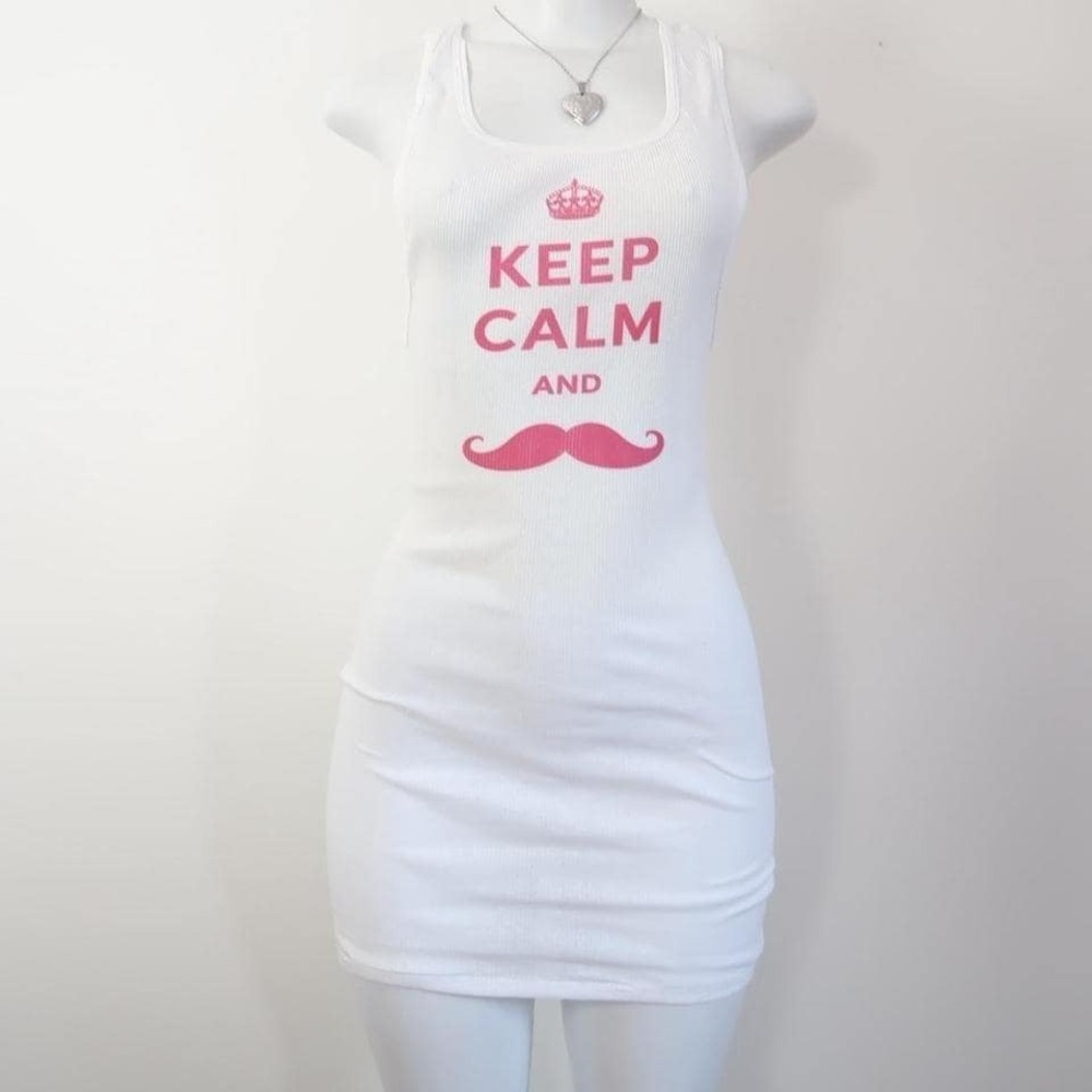 y2k keep calm mustache mini dress 2010s swag era